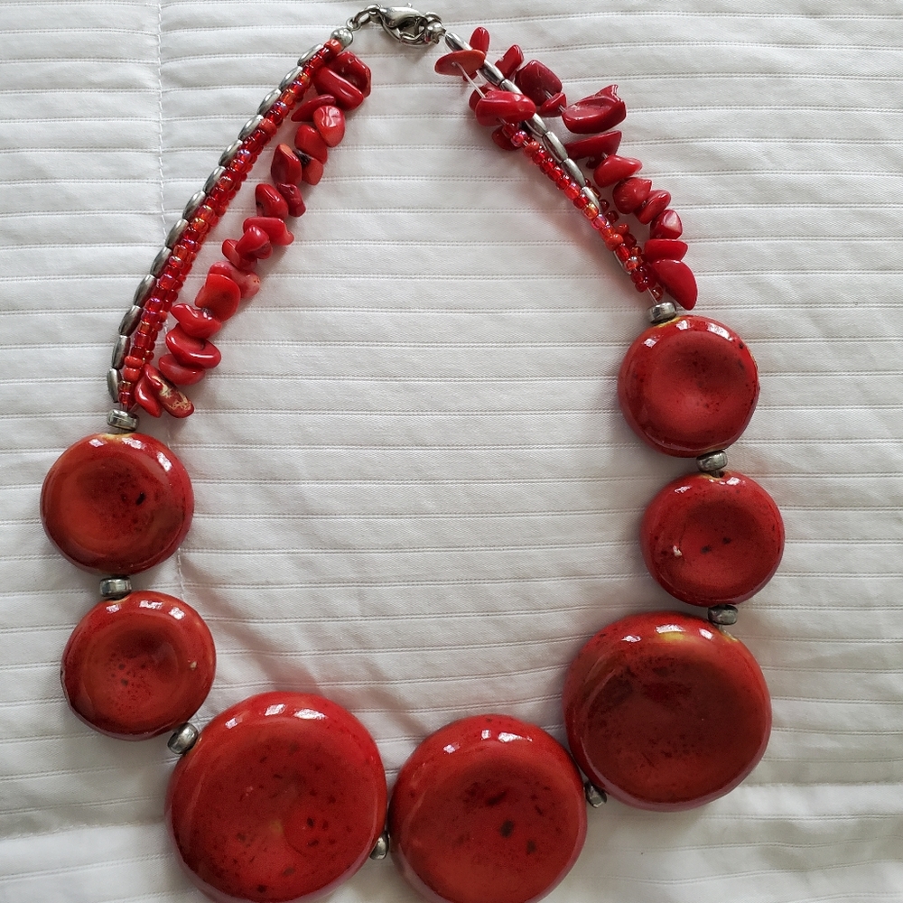 Red ceramic necklace